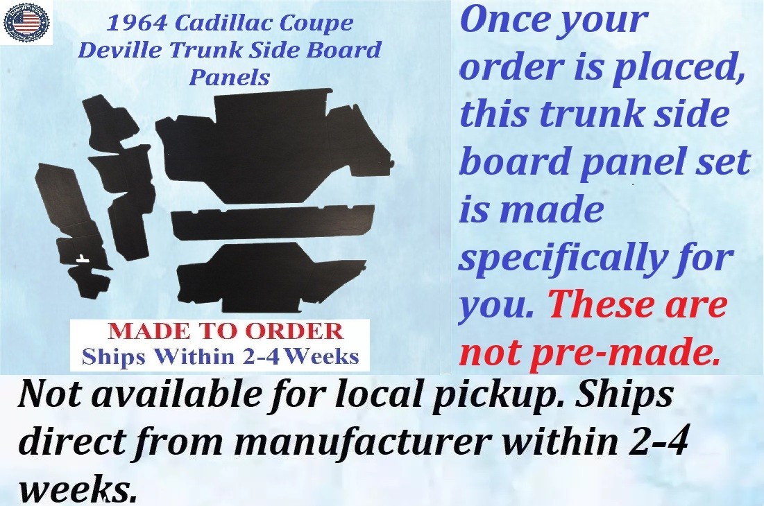 NEW 1964 Cadillac Coupe Deville Hardtop TRUNK SIDE BOARD PANELS #CAD-SDP-267 - Image 2
