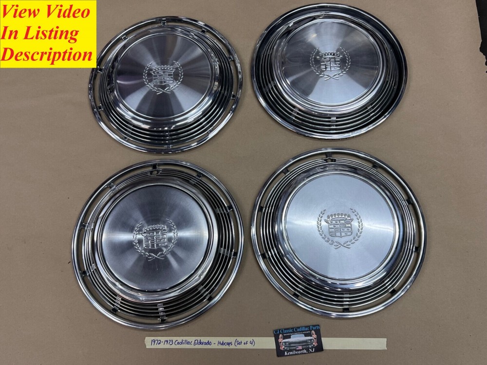 OEM 1972 1973 Cadillac Eldorado 15" HUBCAPS HUB CAPS FACTORY ORIGINAL WHEEL COVERS ~ SET OF 4 - Image 2