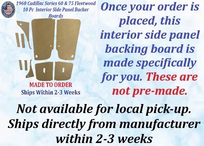 NEW Reproduction 1960 Cadillac Fleetwood 4 Door Hardtop Interior Door Panel Backer Boards (10 Pcs) (CAD-DBD-545) - Image 2