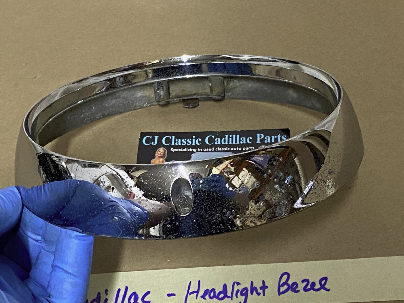 OEM 1962 Cadillac Deville Fleetwood Eldorado HEADLIGHT CHROME BEZEL DOOR TRIM #3512583/#1477656 - Image 2
