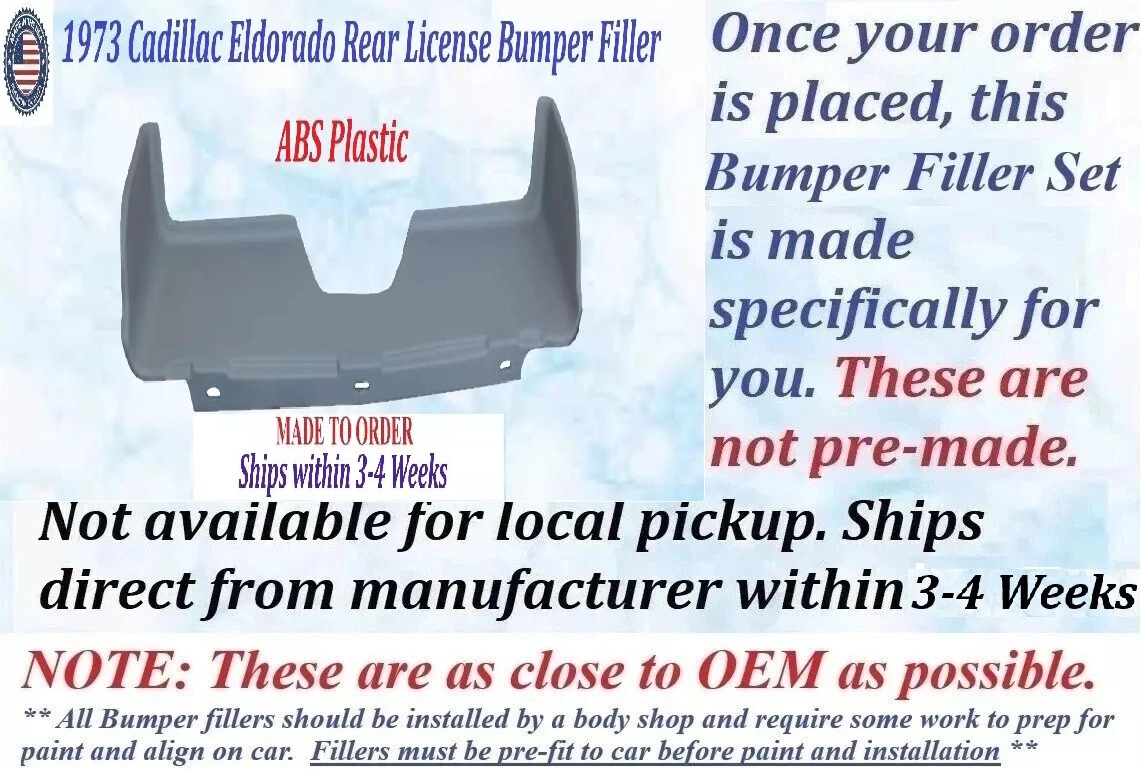 NEW 1973 Cadillac Eldorado 1 Pc Rear License Bumper Fillers - Image 2