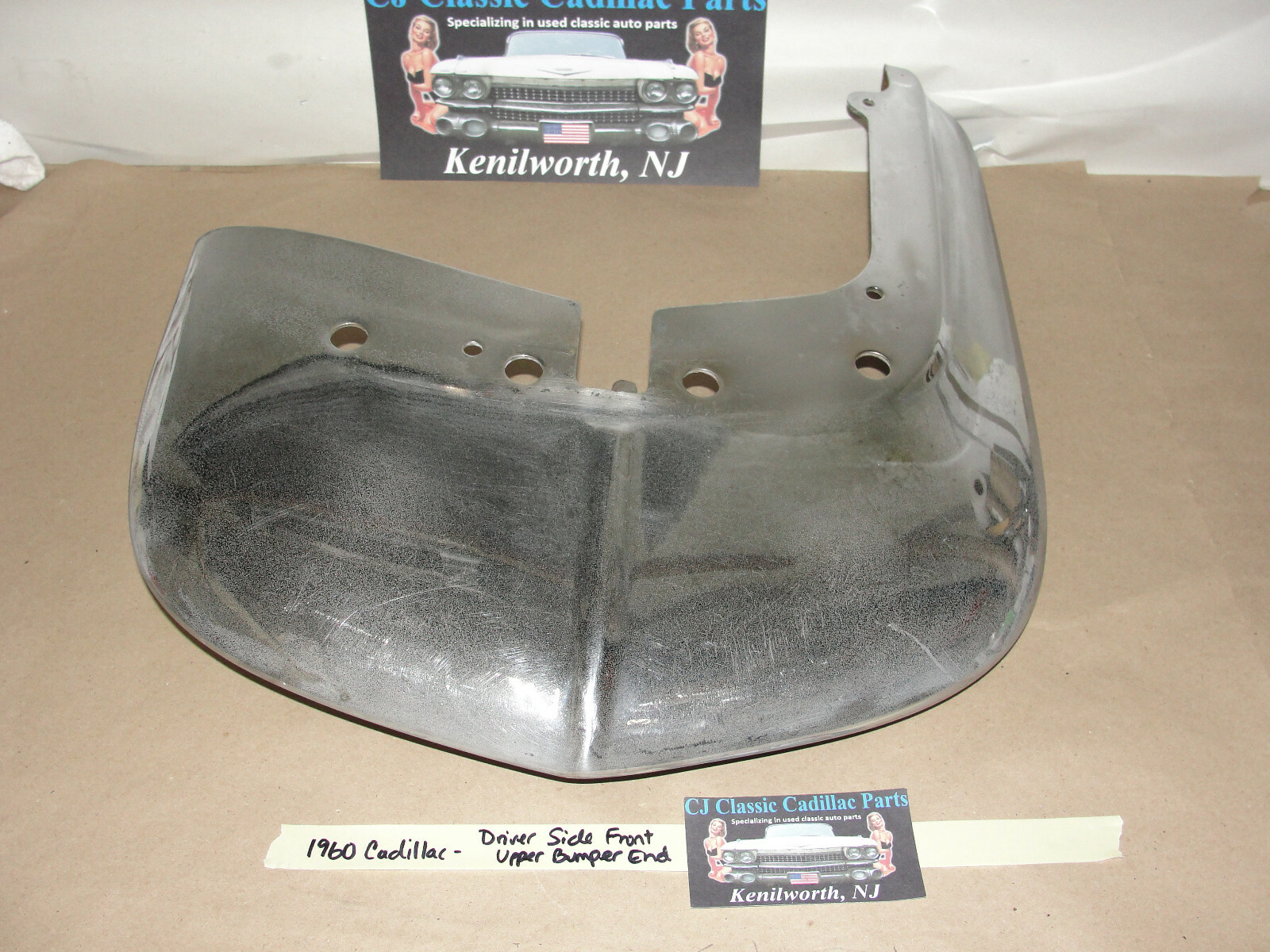 OEM 1960 Cadillac Deville Eldorado Fleetwood LEFT DRIVER SIDE CHROME UPPER FRONT BUMPER END CORNER #3511899 - Image 9