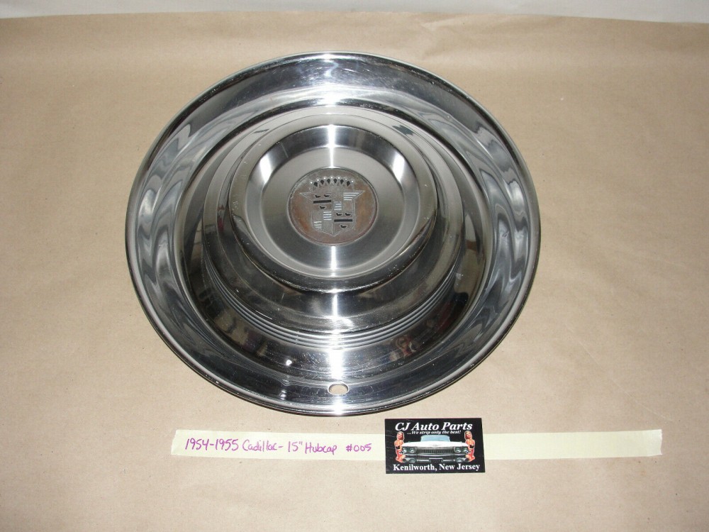 OEM 1954 1955 Cadillac Deville Eldorado Fleetwood 15" HUBCAP HUB CAP WHEEL COVER w/ CENTER CAP MEDALLION #005 - Image 2