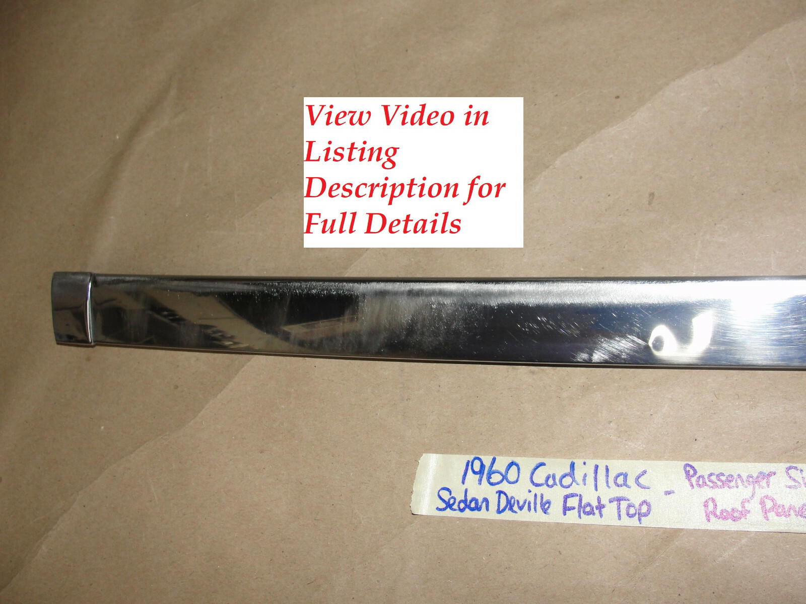 OEM 1959 1960 Cadillac Deville Flat Top 4 Door 4 Window RIGHT CENTER REAR ROOF PANEL UPPER MOLDING TRIM #4757526 - Image 2
