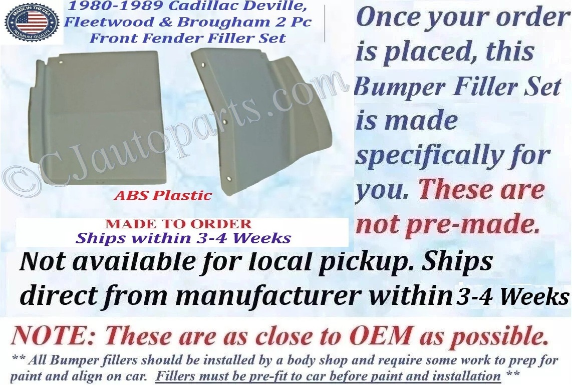 NEW 1980 1981 1982 1983 1984 1985 1986 1987 1988 1989 Cadillac Deville Fleetwood Brougham 2 Piece Front Fender Fillers Set - Image 2