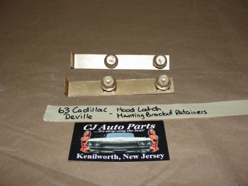 OEM 1961 1962 1963 1964 Cadillac Deville Fleetwood 1963 1964 Eldoado HOOD LATCH SAFETY CATCH RELEASE LEVER MOUNTING BRACKET RETAINERS #3512382 - Image 2