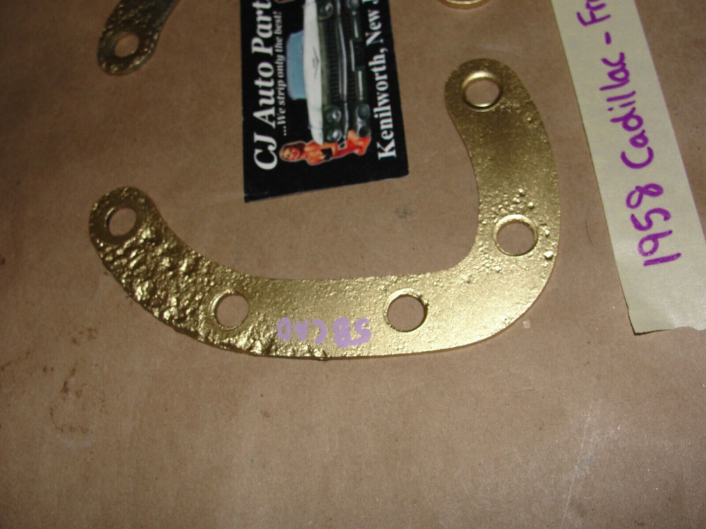 OEM 1958 Cadillac Deville FRONT BUMPER LOWER END TO CENTER BAR SUPPORT BRACKET SPACERS #1468427 - Image 2
