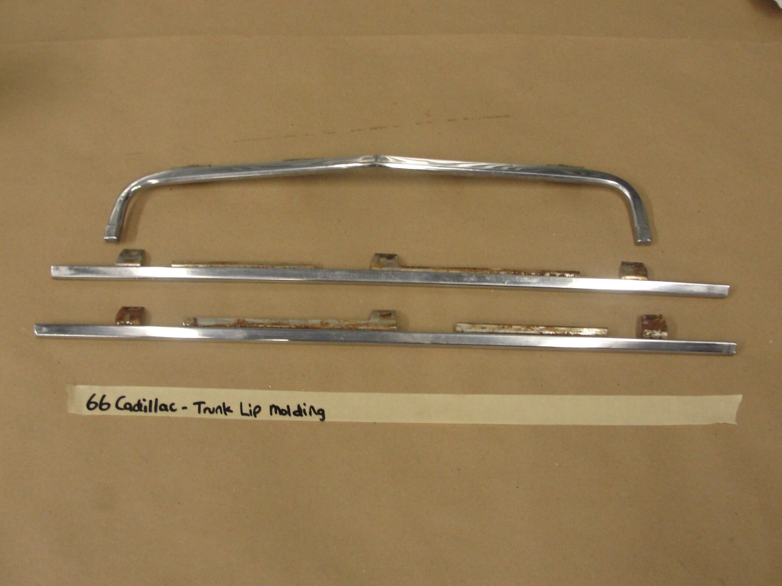 OEM 1966 Cadillac Eldorado Fleetwood Deville Calais TRUNK DECK LID LIP CHROME BEZEL TRIM MOLDING 3 PIECE SET #4227324/#4227325/#4227314 - Image 2