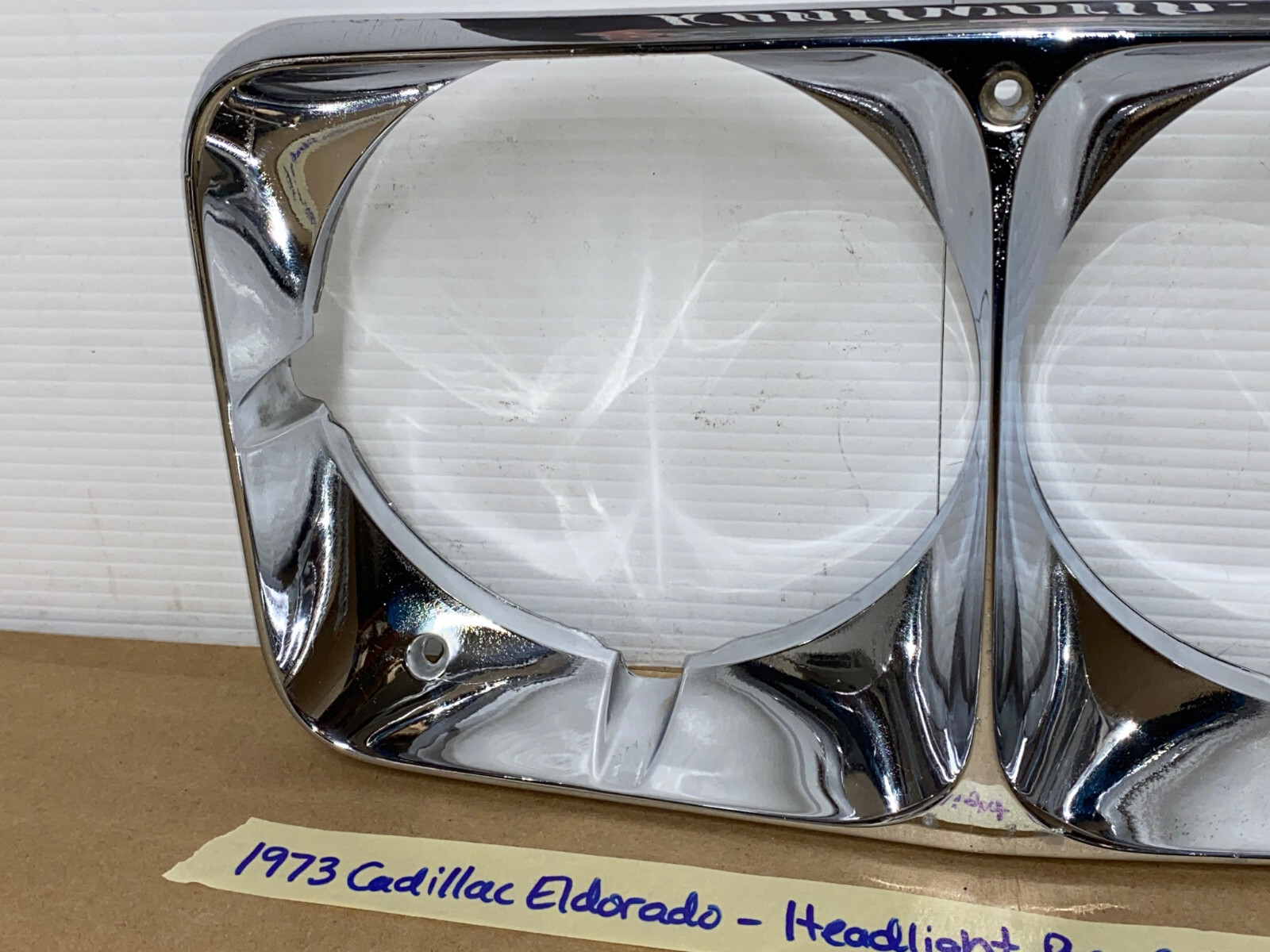 OEM 1971 1973 1974 Cadillac Eldorado HEADLIGHT BEZEL CHROME COVER TRIM #1494987 - Image 2