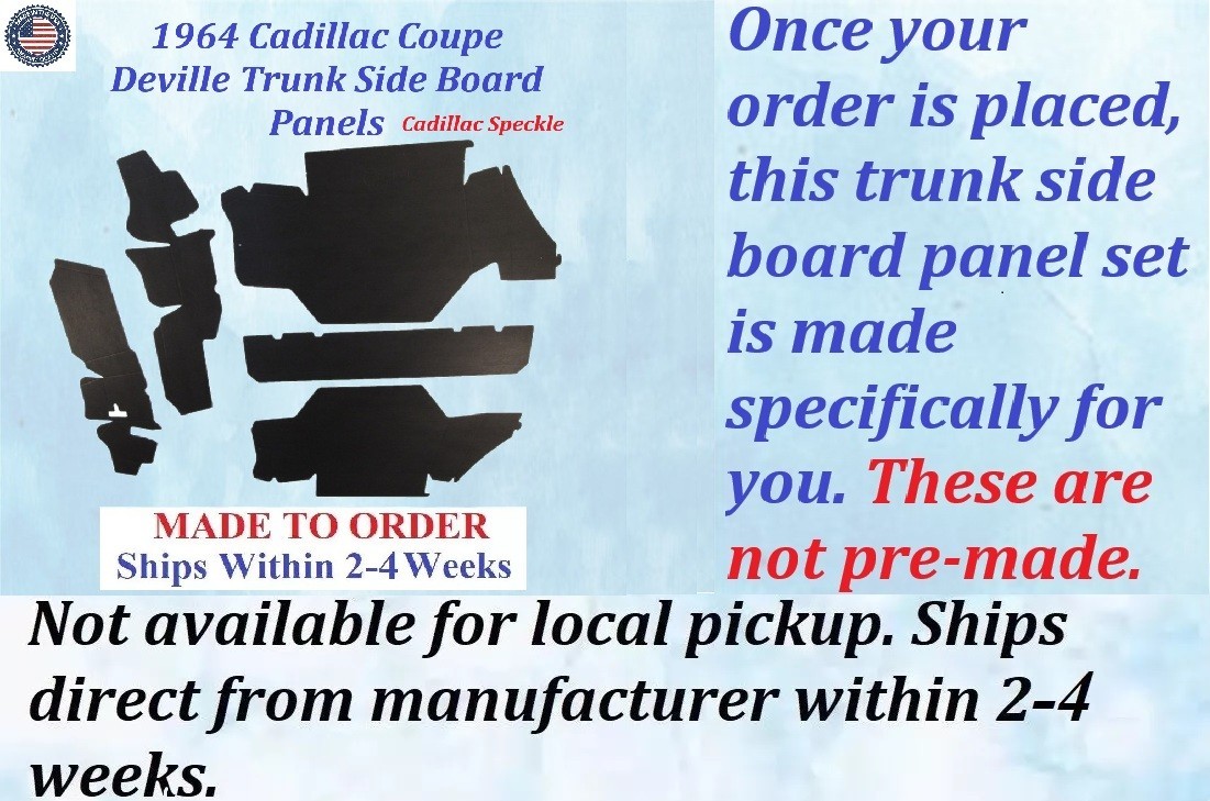 NEW 1964 Cadillac Coupe Deville Hardtop TRUNK SIDE BOARD PANELS - Cadillac Speckle #CAD-SDP-268 - Image 2