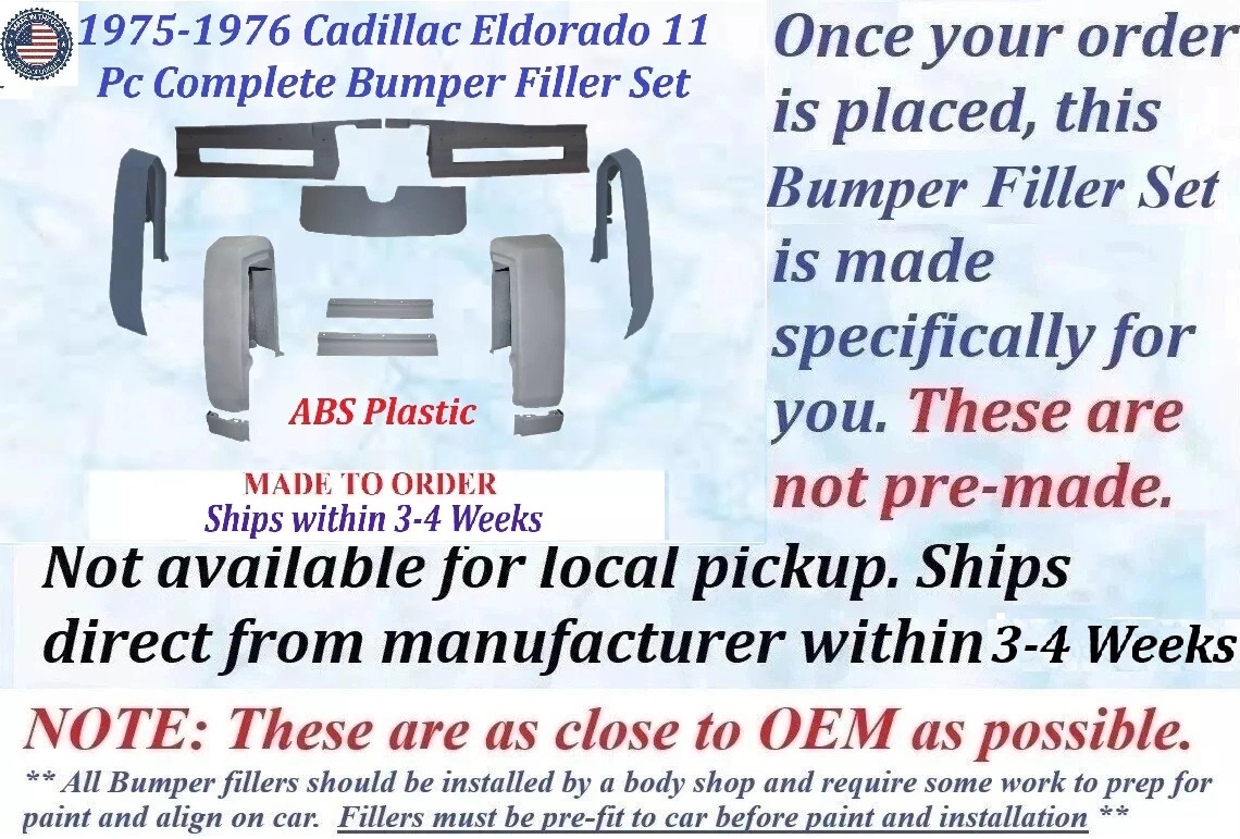 NEW 1975-1976 Cadillac Eldorado 11 Pc Complete Bumper Fillers Panel Set - Image 2