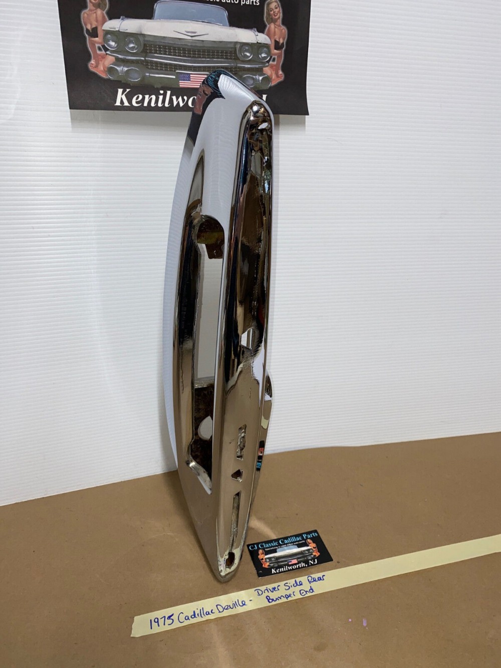 OEM 1974 1975 1976 Cadillac Deville Calais Fleetwood LEFT DRIVER SIDE BACK REAR CHROME BUMPER END #3515870 - Image 2