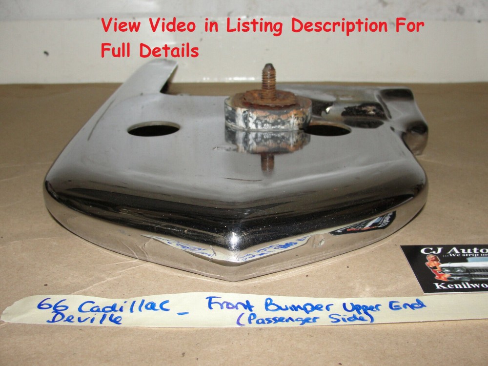 OEM 1966 Cadillac Deville Eldorado Calais Fleetwood RIGHT PASSENGER SIDE UPPER FRONT BUMPER END #3513679 - Image 2