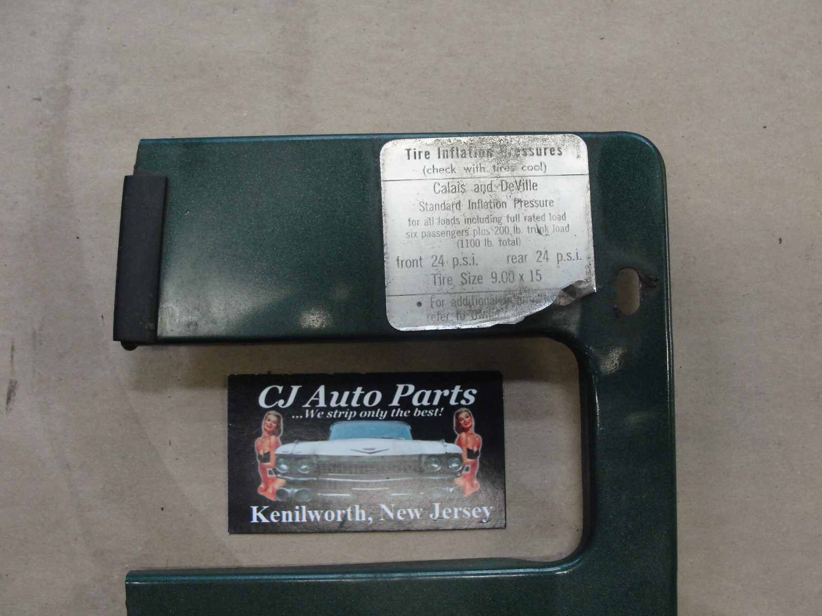 OEM 1967 Cadillac Deville Fleetwood Calais LEFT FRONT DOOR JAM WIRE HARNESS COVER TRIM GREEN #1487373 - Image 2