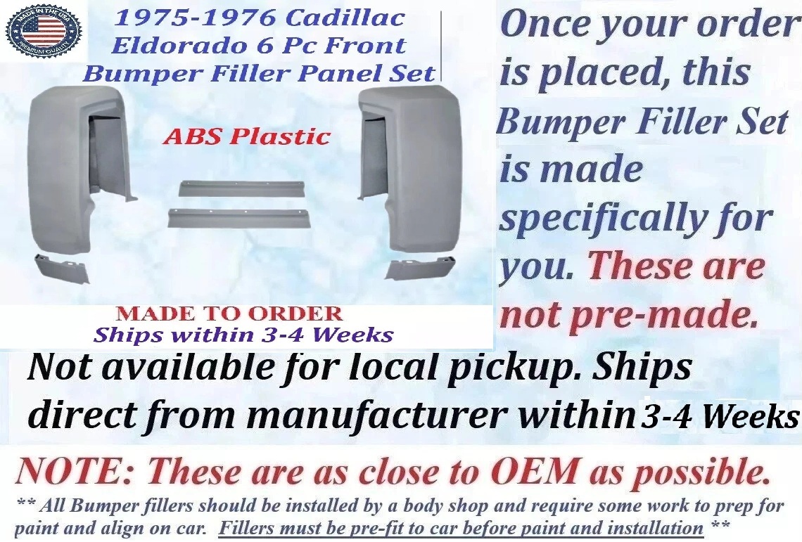 NEW 1975-1976 Cadillac Eldorado 6 Pc Front Bumper Fillers Panel Set - Image 2