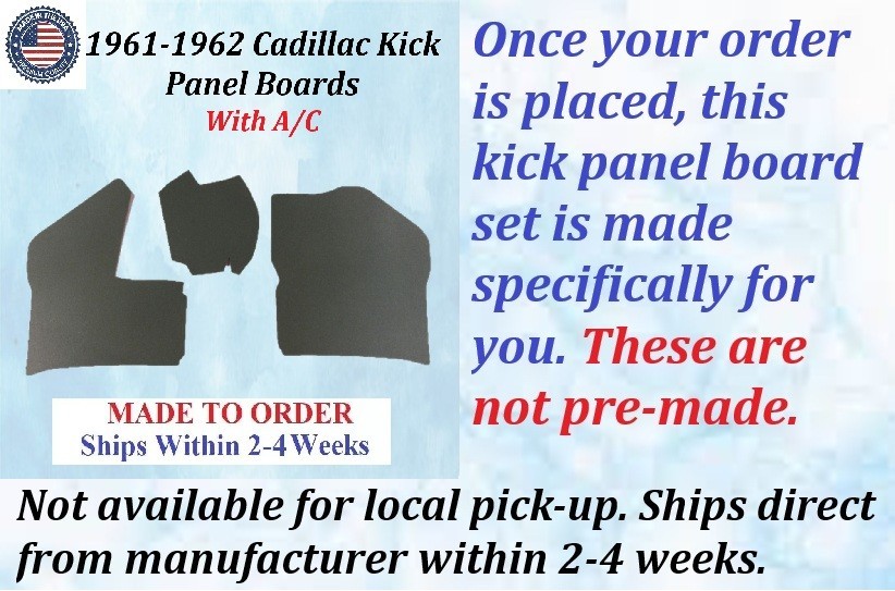 NEW 1961 1962 Cadillac Deville Eldorado Fleetwood WITH A/C Kick Panel Board 3 Piece Set CAD-KPN-220 - Image 3