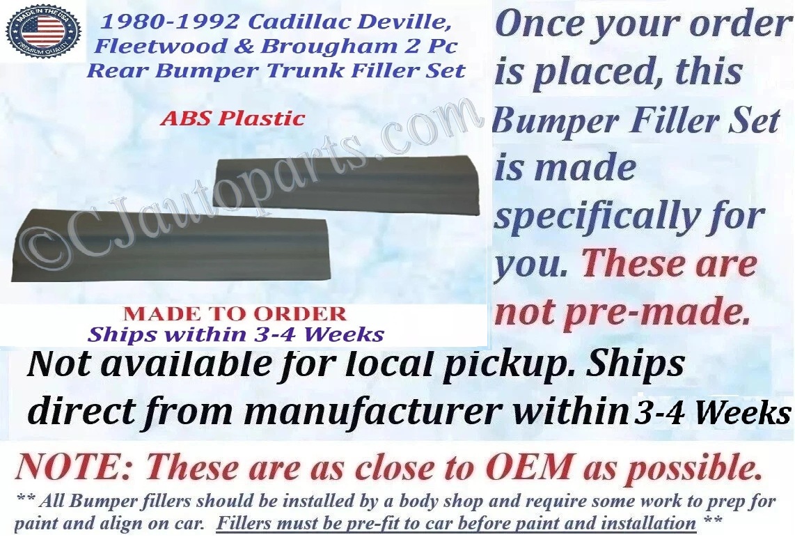 NEW 1980 1981 1982 1983 1984 1985 1986 1987 1988 1989 1990 1991 1992 Cadillac Deville Fleetwood Brougham Rear Bumper Trunk Center Fillers - Image 2
