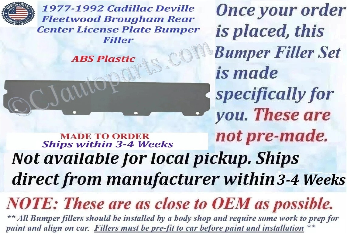 NEW 1977 1978 1979 1980 1981 1982 1983 1984 1985 1986 1987 1988 1989 1990 1991 1992 Cadillac Deville Fleetwood Brougham Rear Center License Plate Fillers - Image 2