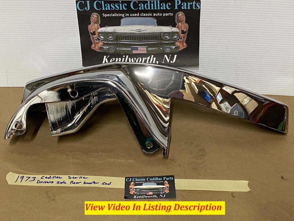 OEM 1973 Cadillac Deville Calais Fleetwood DRIVER SIDE LEFT BACK REAR BUMPER END #3515580 - Image 2