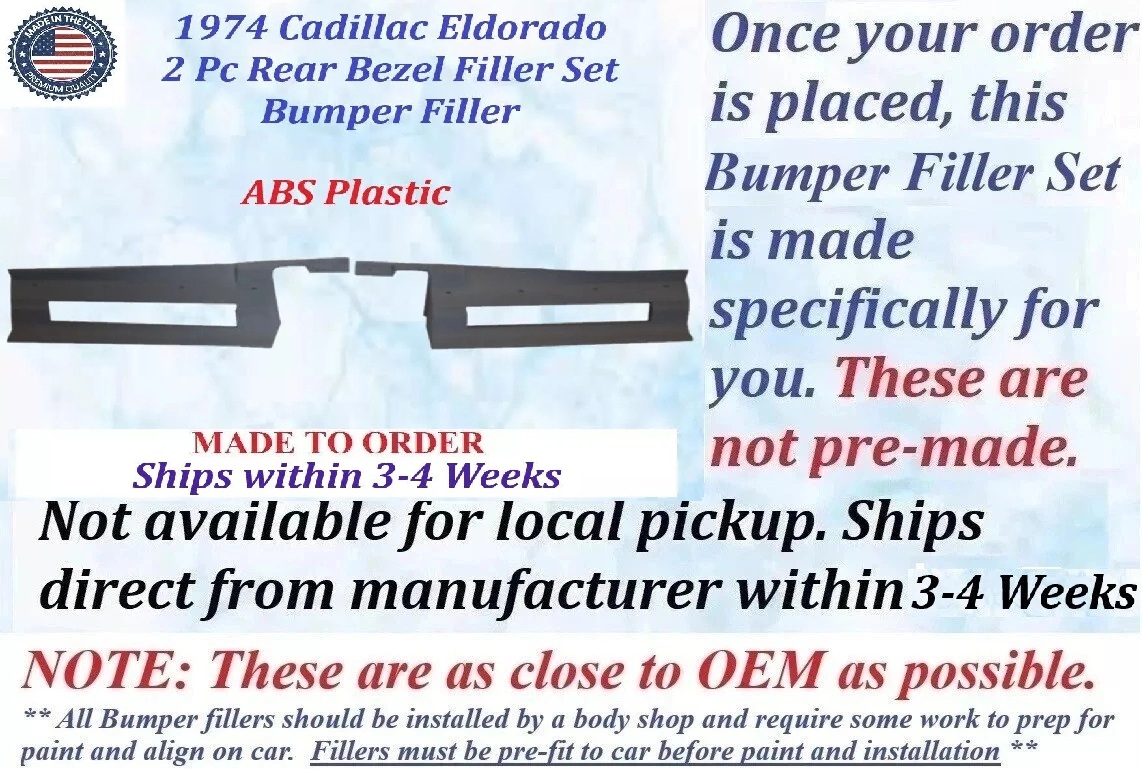 NEW 1974 Cadillac Eldorado 2 Pc Rear Bezel Filler Set Bumper Fillers - Image 3