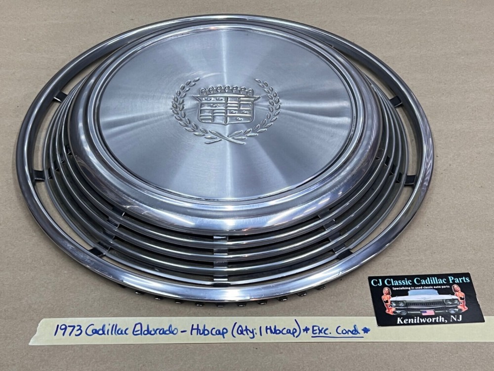 OEM 1972 1973 Cadillac Eldorado 15" HUBCAP WHEEL COVER #001 (Quantity: 1 Hub Cap) - Image 2