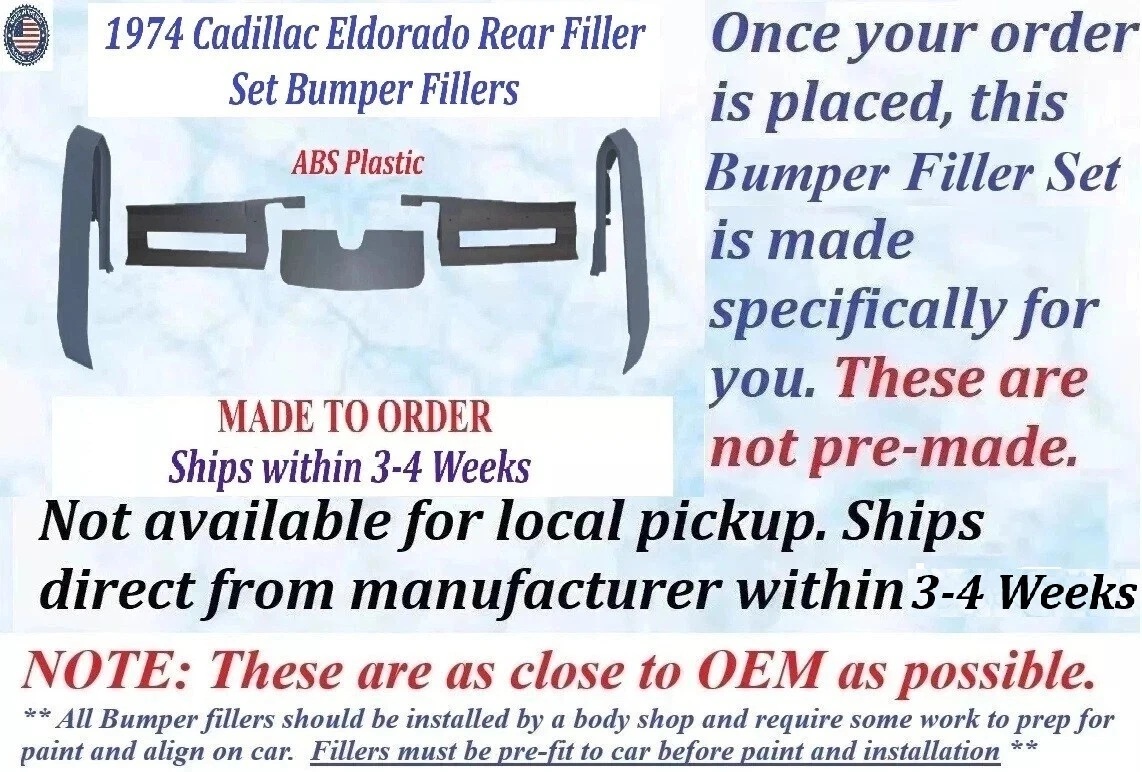 NEW 1974 Cadillac Eldorado 5 Piece Rear Filler Set Bumper Fillers - Image 2
