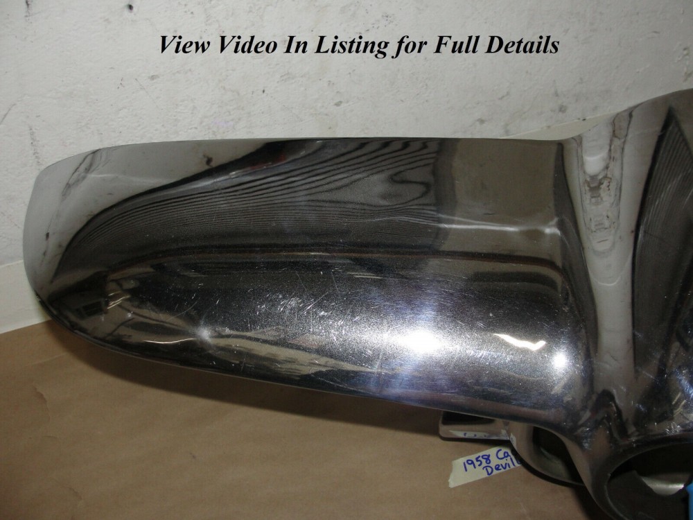 OEM 1958 Cadillac Deville Eldorado Fleetwood LEFT DRIVER SIDE FRONT BUMPER END UPPER & LOWER #3511182 - Image 2