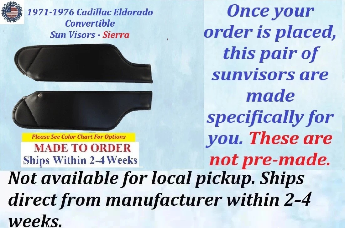 1971 1972 1973 1974 1975 1976 Cadillac Eldorado Convertible SUNVISORS (PAIR) #CAD-SVR-530 - Image 2