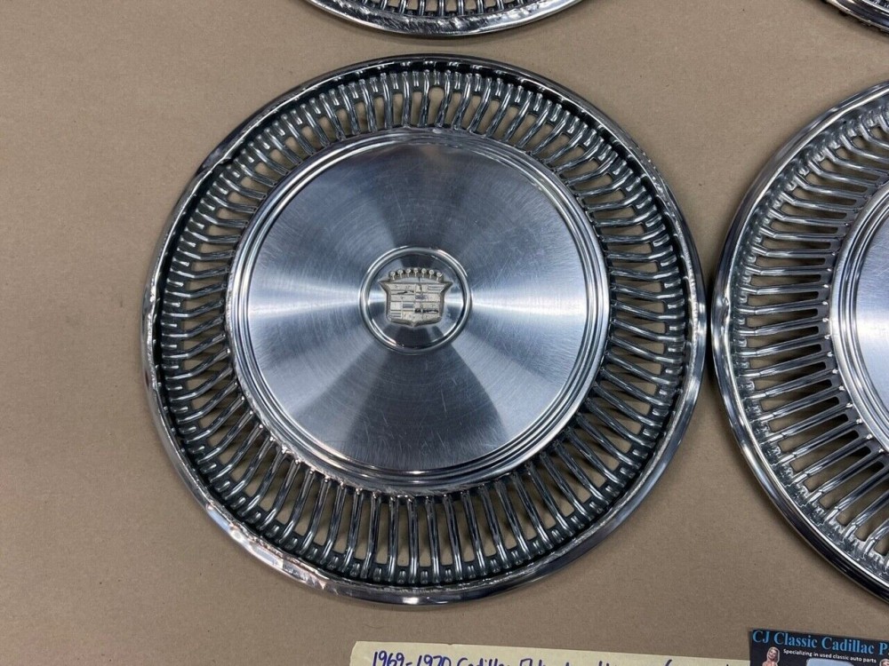 OEM 1969 1970 Cadillac Eldorado 15" HUBCAPS HUB CAPS FACTORY ORIGINAL WHEEL COVERS ~ SET OF 4 - Image 2