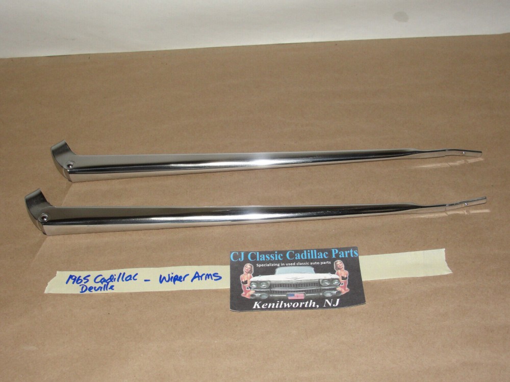 OEM 1965 1966 1967 Cadillac Deville Eldorado Fleetwood Calais TRICO WINDSHIELD WIPER ARMS - LEFT & RIGHT - POLISHED - Image 2