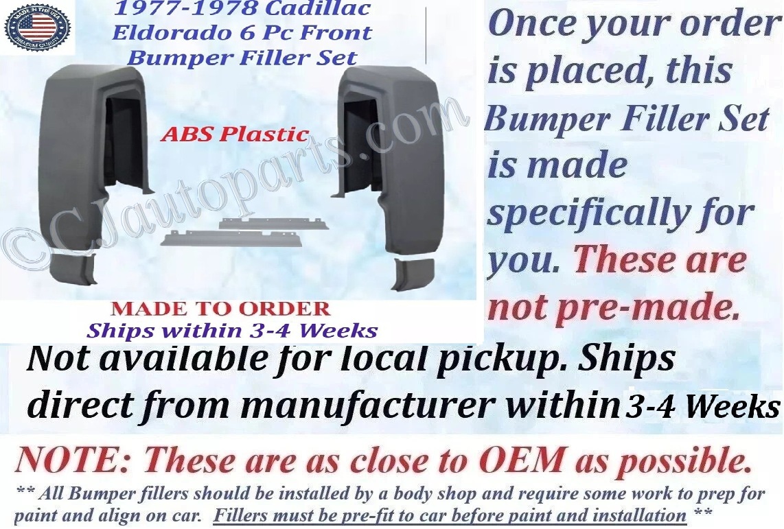 NEW 1977 1978 Cadillac Eldorado 6 Piece Front Bumper Fillers Panel Set - Image 2