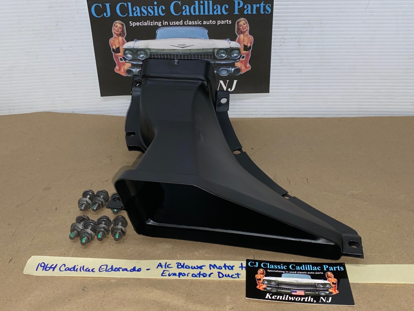 OEM 1963 1964 Cadillac Eldorado Deville Fleetwood A/C BLOWER MOTOR TO EVAPORATOR BOX DUCT W/MOUNTING BOLTS HARDWARE #1481036/#1481035 - Image 3
