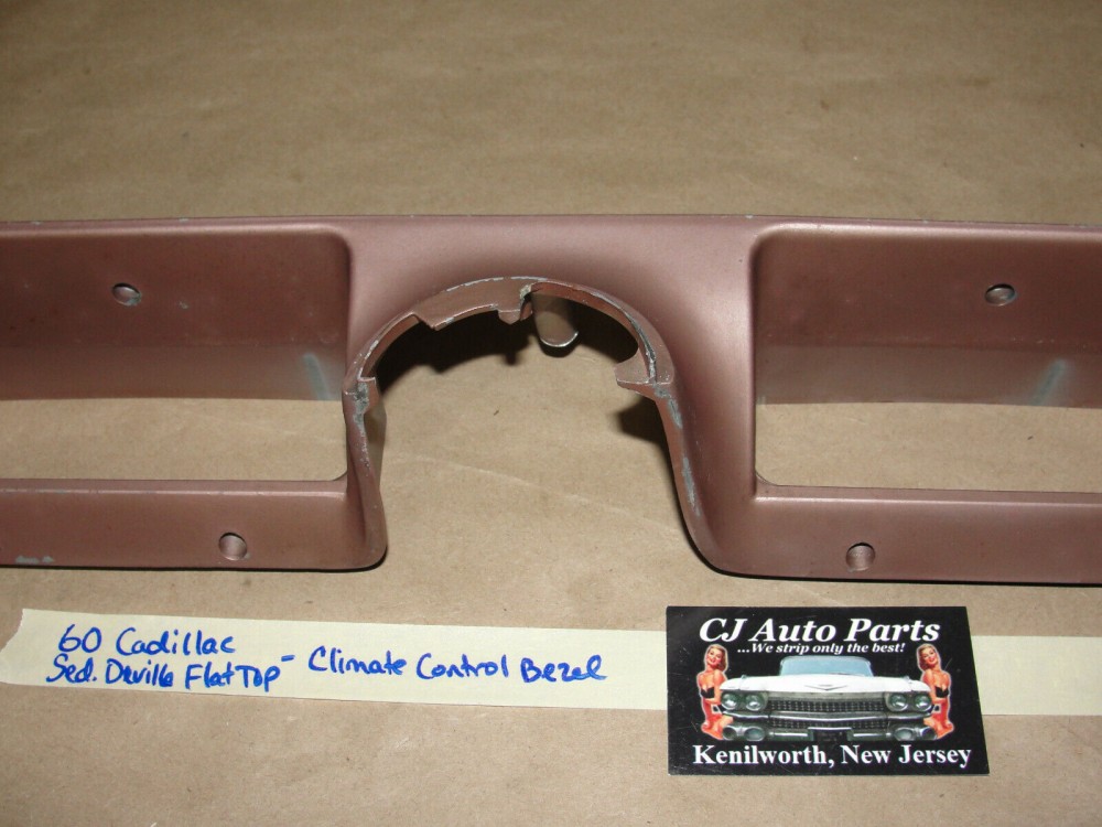 OEM 1960 Cadillac Deville Eldorado 1960 1961 1962 Series 75 Fleetwood FLAT TOP LOWER DASH ABOVE COLUMN CLIMATE CONTROL BEZEL TRIM #3511864 - Image 3