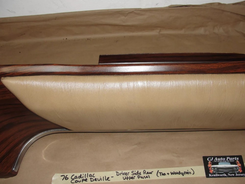 OEM 1974 1975 1976 Cadillac Coupe Deville Calais 2 Door LEFT REAR UPPER QUARTER DOOR PANEL WOODGRAIN - Image 3