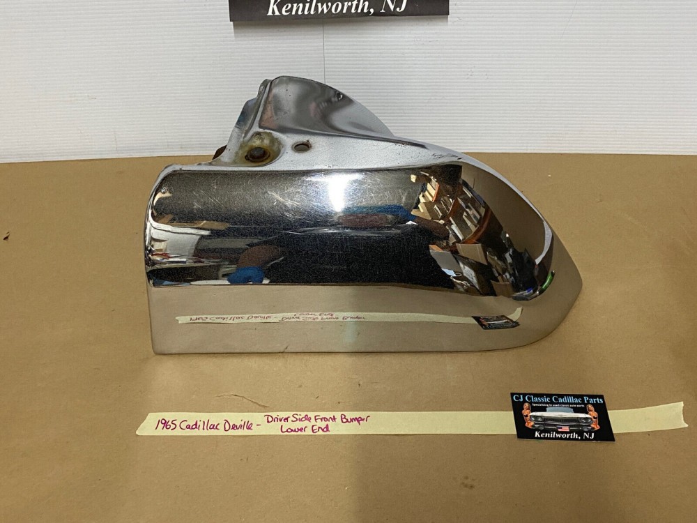 OEM 1965 Cadillac Deville Eldorado Fleetwood Calais LEFT DRIVER SIDE LOWER FRONT BUMPER END #1482255 - Image 3