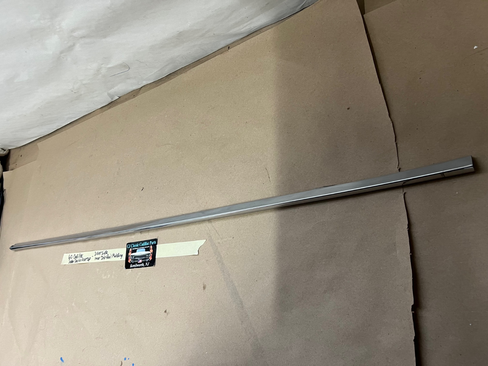 OEM 1959 1960 Cadillac Sed. Deville Flat Top DRIVER SIDE ROOF DRIP RAIL SCALP MOLDING TRIM #4755637 - Image 3