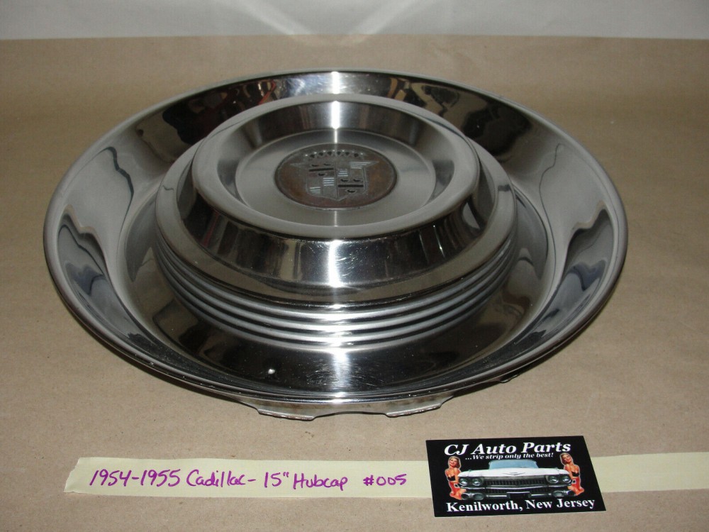 OEM 1954 1955 Cadillac Deville Eldorado Fleetwood 15" HUBCAP HUB CAP WHEEL COVER w/ CENTER CAP MEDALLION #005 - Image 3