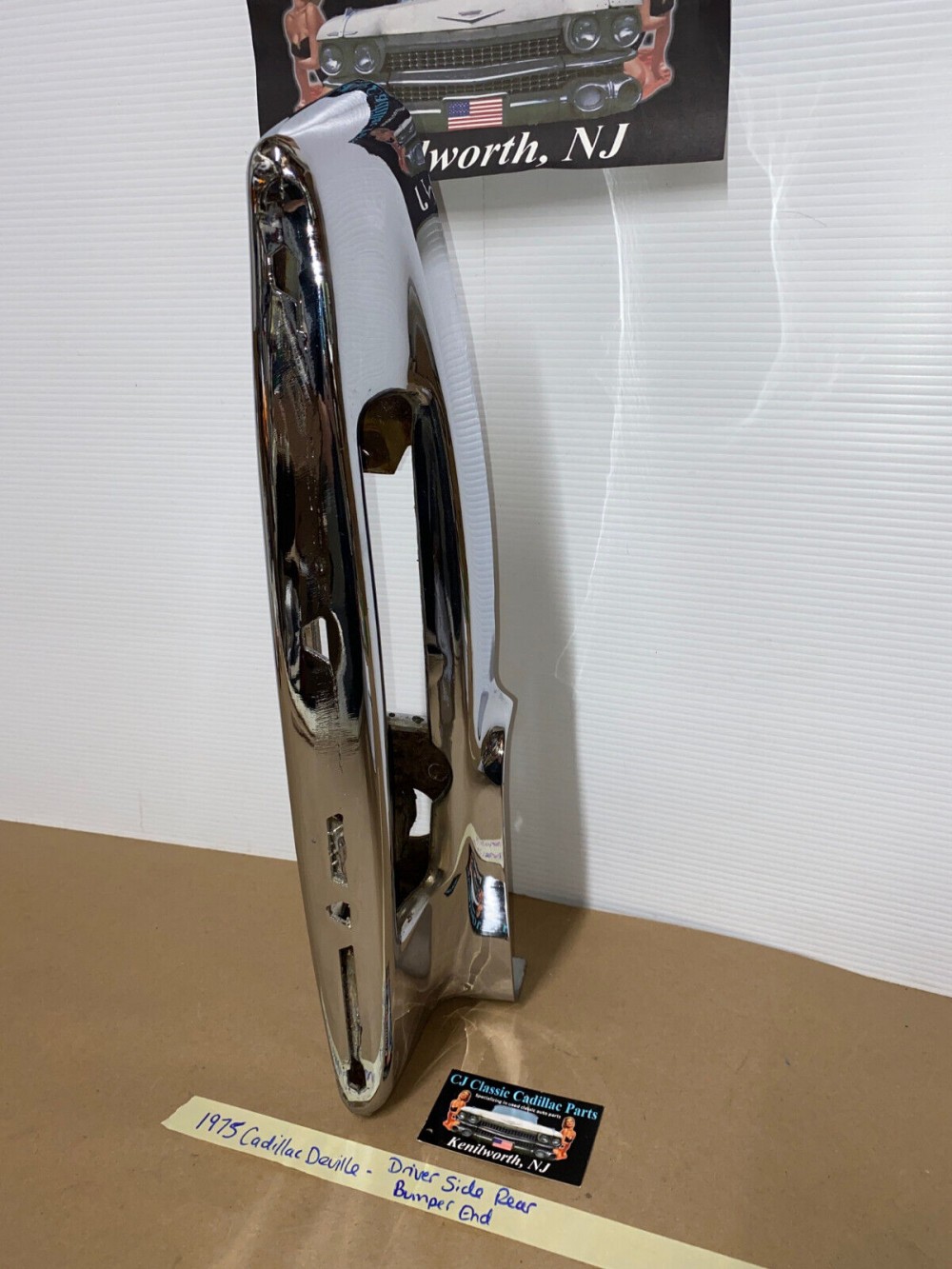 OEM 1974 1975 1976 Cadillac Deville Calais Fleetwood LEFT DRIVER SIDE BACK REAR CHROME BUMPER END #3515870 - Image 3