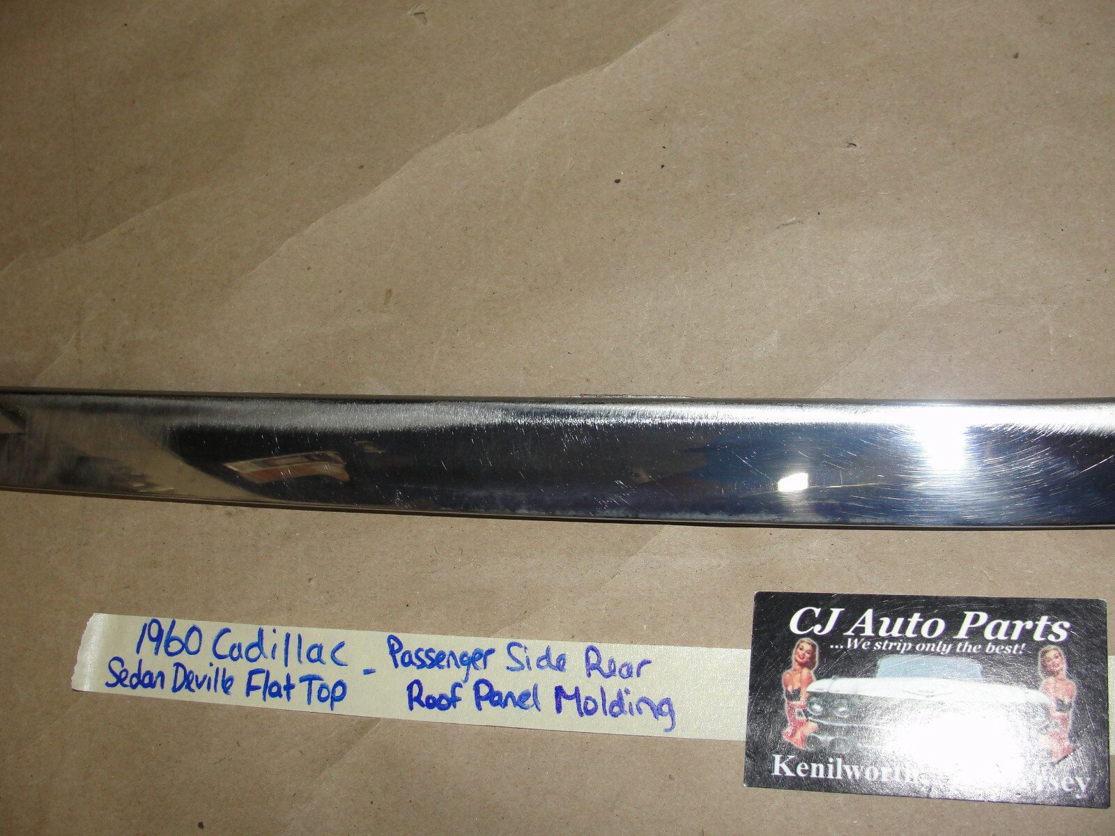 OEM 1959 1960 Cadillac Deville Flat Top 4 Door 4 Window RIGHT CENTER REAR ROOF PANEL UPPER MOLDING TRIM #4757526 - Image 3