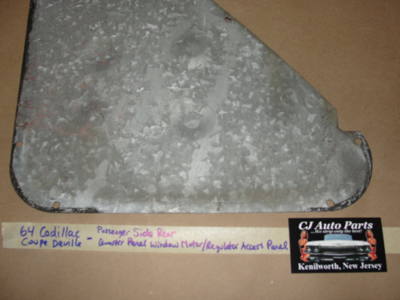 1964 Cadillac Coupe Deville RIGHT REAR QUARTER WINDOW REGULATOR ACCESS PANEL COVER - Image 7