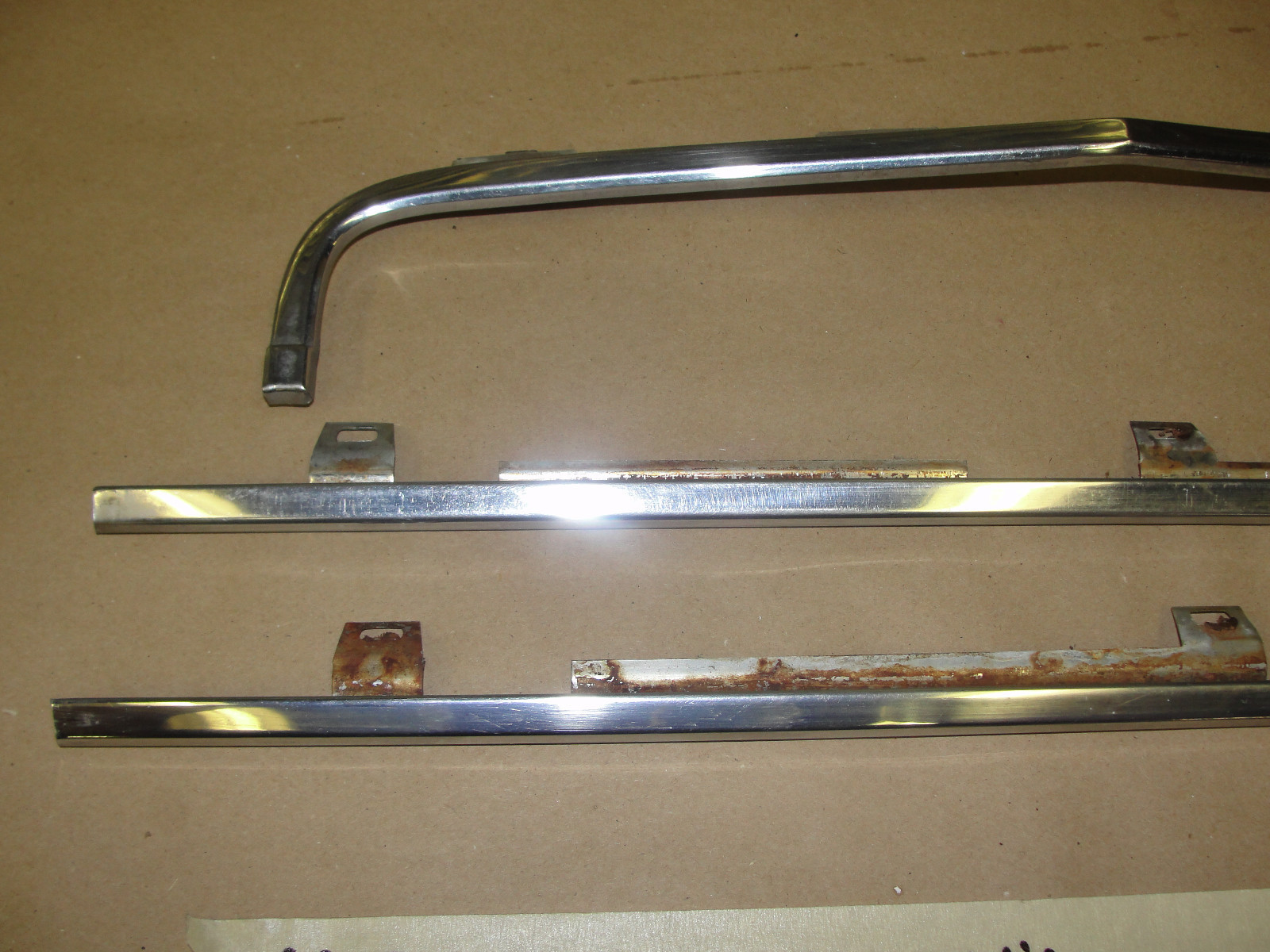 OEM 1966 Cadillac Eldorado Fleetwood Deville Calais TRUNK DECK LID LIP CHROME BEZEL TRIM MOLDING 3 PIECE SET #4227324/#4227325/#4227314 - Image 3