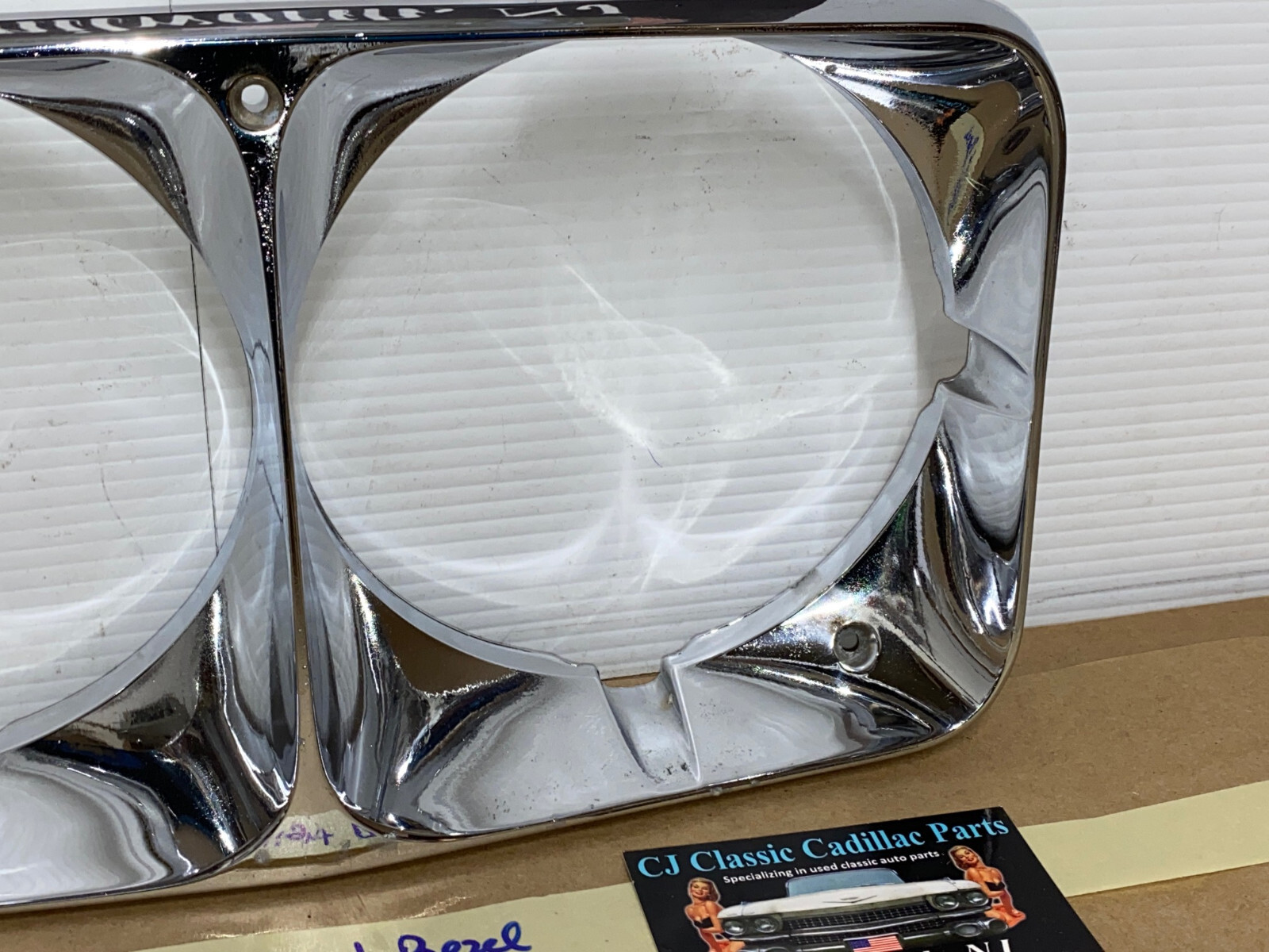OEM 1971 1973 1974 Cadillac Eldorado HEADLIGHT BEZEL CHROME COVER TRIM #1494987 - Image 3