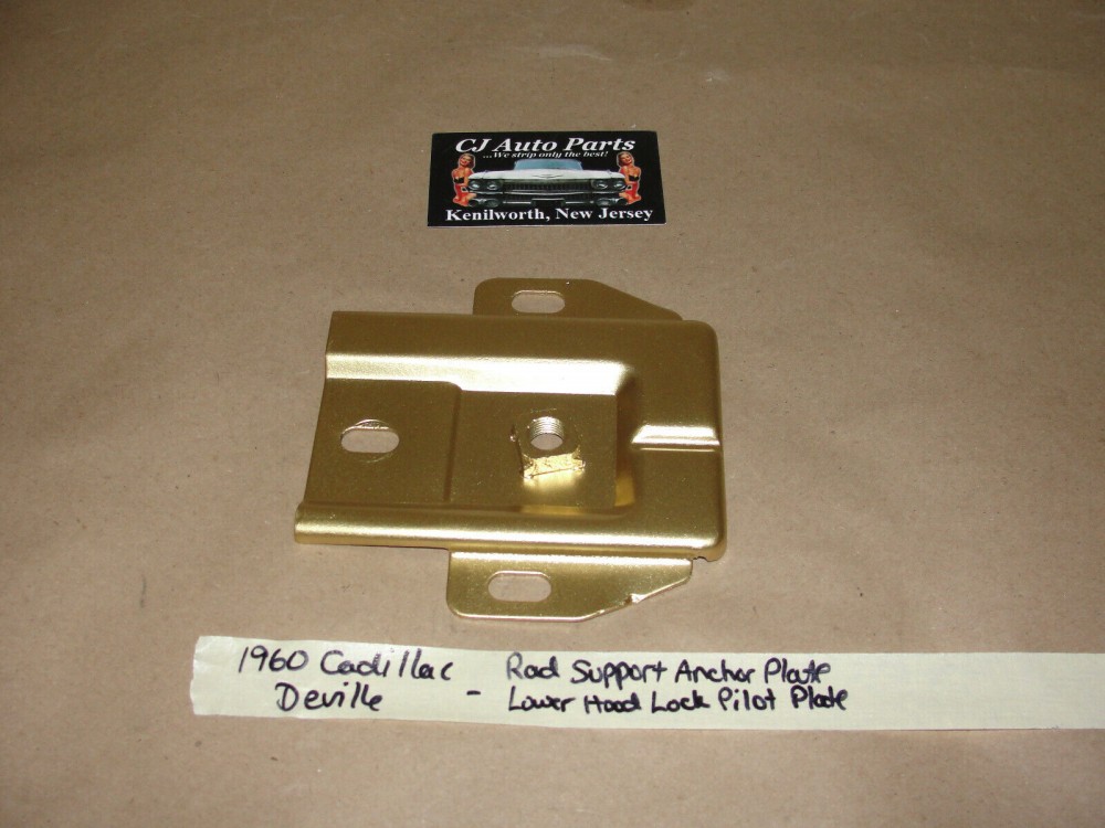 OEM 1959 1960 Cadillac Deville Eldorado Fleetwood RADIATOR SUPPORT HOOD ADJUSTER LOCK POST PILOT PLATE #3511696 - Image 3