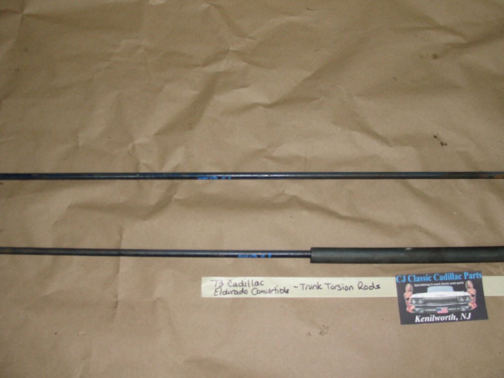 OEM 1973 1974 1975 1976 Cadillac Eldorado Convertible TRUNK LID HINGE SUPPORT TENSION TORSION RODS #9623169 RH, #9623170 LH - Image 3