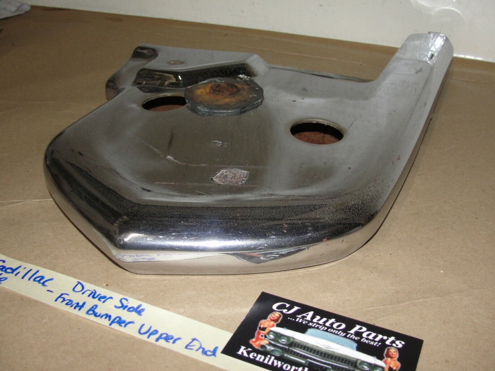OEM 1966 Cadillac Deville Eldorado Calais Fleetwood LEFT DRIVER SIDE UPPER FRONT BUMPER END #3513678 - Image 9