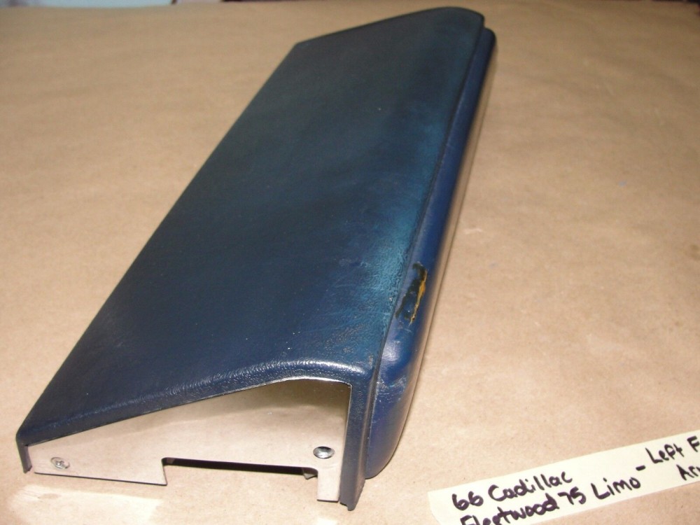 OEM 1966 1967 Cadillac Fleetwood LIMO LIMOUSINE LEFT DRIVER SIDE FRONT DOOR PANEL ARM REST BASE PAD TRIM - - DARK BLUE - Image 3