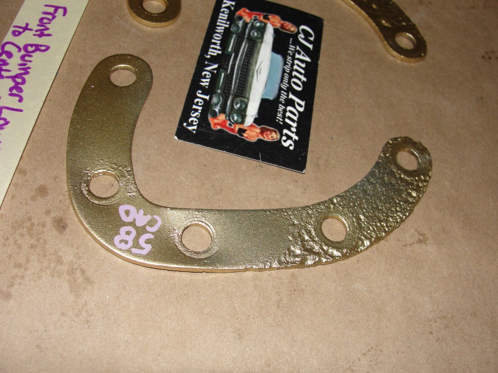 OEM 1958 Cadillac Deville FRONT BUMPER LOWER END TO CENTER BAR SUPPORT BRACKET SPACERS #1468427 - Image 3