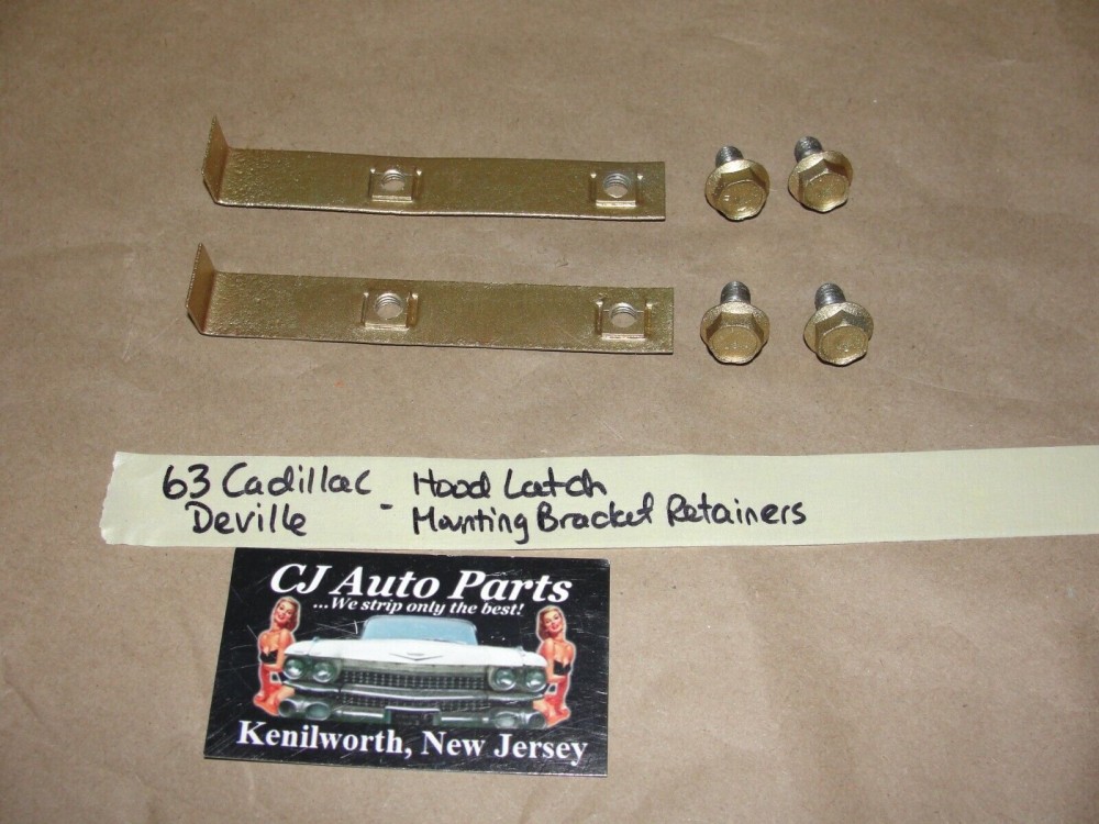 OEM 1961 1962 1963 1964 Cadillac Deville Fleetwood 1963 1964 Eldoado HOOD LATCH SAFETY CATCH RELEASE LEVER MOUNTING BRACKET RETAINERS #3512382 - Image 3