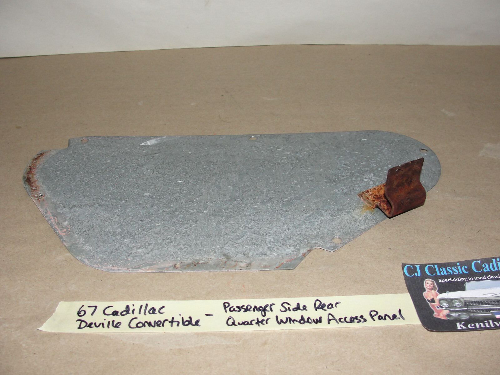 OEM 1967 Cadillac Deville Convertible RIGHT REAR QUARTER WINDOW GLASS ACCESS PANEL COVER - Image 3