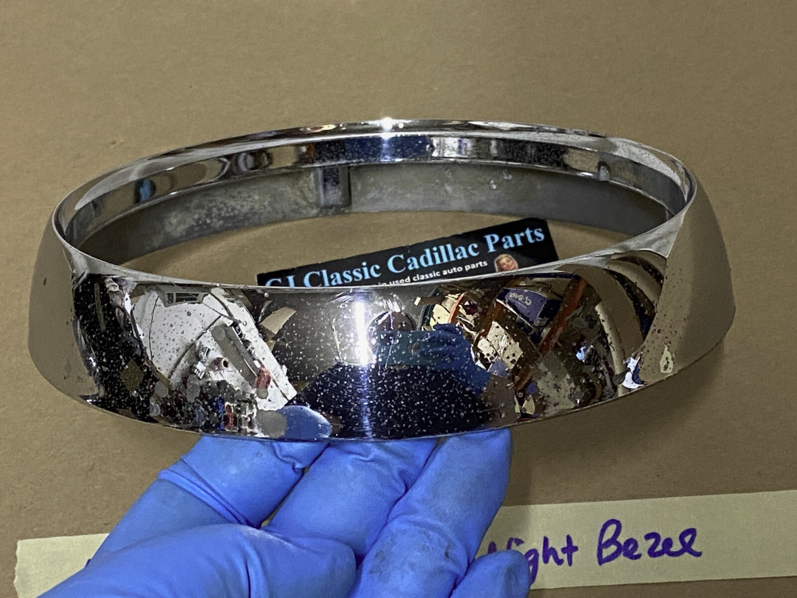 OEM 1962 Cadillac Deville Fleetwood Eldorado HEADLIGHT CHROME BEZEL DOOR TRIM #3512583/#1477656 - Image 3